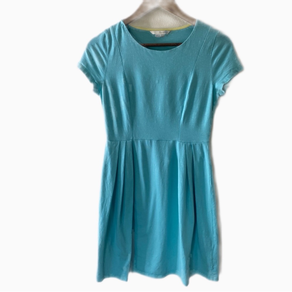 Boden aqua blue summer casual pleated tee shirt dress womens size 4